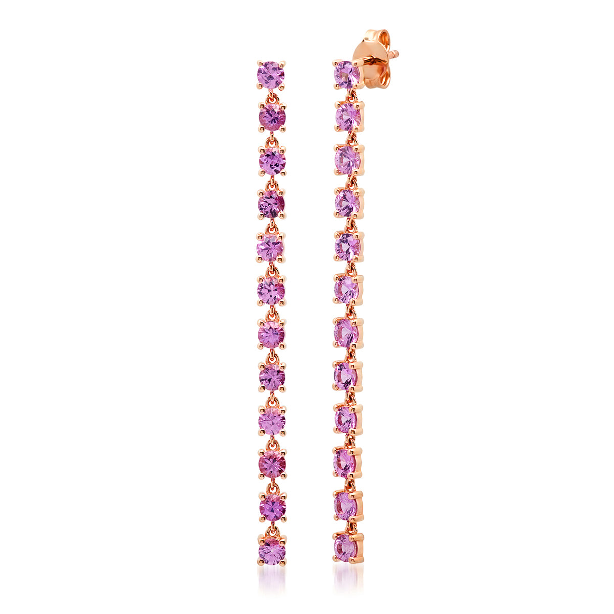 14K Rose Gold Pink Sapphire Link Earrings